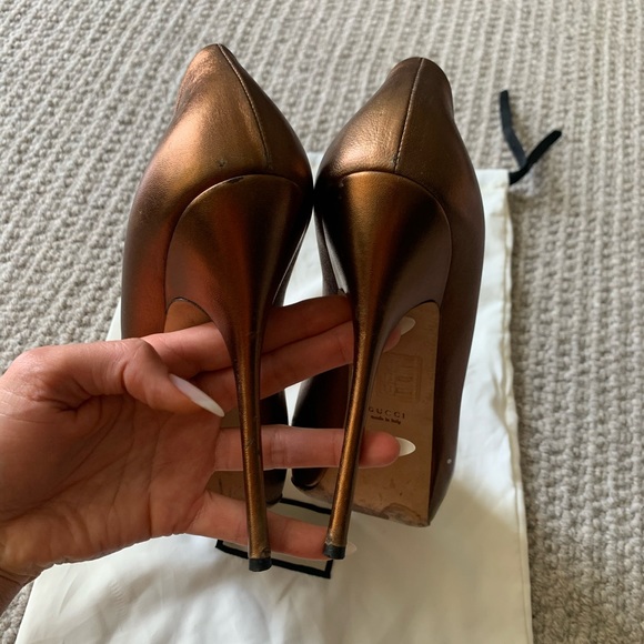 Gucci size 40 bronze open toe heels used - Picture 9 of 10
